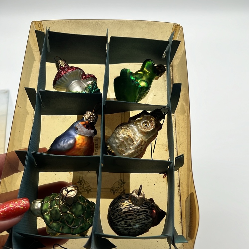 Vintage Christmas ornaments, Woodland, friends, hand painted
